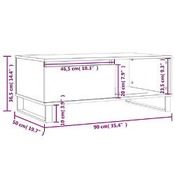 vidaXL Table basse Chêne fumé 90x50x36,5 cm Bois d'ingénierie pas cher