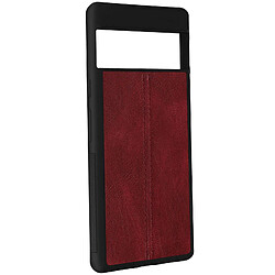 Avizar Coque Google Pixel 6 Pro Hybride Finition Effet Cuir Texturé rouge