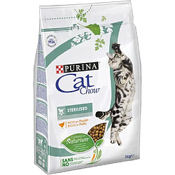 PURINA CAT CHOW Croquettes - Avec NaturiumTM - Riche en poulet - Pour chat stérilisé - 3 kg