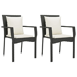 Maison Chic Lot de 2 Chaises de jardin,Fauteuil d'extérieur avec coussins Résine tressée Noir -MN35833