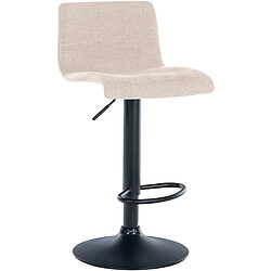 Decoshop26 Tabouret de bar x1 design simple avec repose-pieds en tissu crème pieds en métal noir 10_0004556