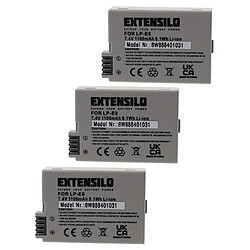 Vhbw EXTENSILO 3x Batteries compatible avec Canon EOS 550D, 700D, Kiss X4, Kiss X5, 650D, 600D appareil photo, reflex numérique (1100mAh, 7,4V, Li-ion)