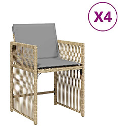 vidaXL Chaises de jardin avec coussins lot de 4 mélange beige