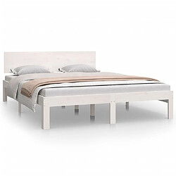 Maison Chic Lit adulte - Lit simple Cadre de lit,Structure du lit Contemporain Blanc Bois de pin massif 140x200 cm -MN99615