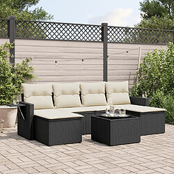 Maison Chic Ensemble Tables et chaises d'extérieur 7pcs avec coussins,Salon de jardin noir résine tressée -GKD254019