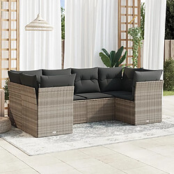 vidaXL Salon de jardin 6 pcs avec coussins gris clair résine tressée