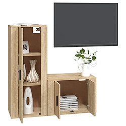 Avis Maison Chic Ensemble de meubles TV 2 pcs pour salon - chêne sonoma bois d'ingénierie -MN25252