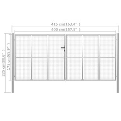 Acheter vidaXL Porte de jardin Acier galvanisé 415x225 cm Argenté