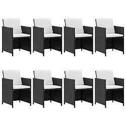 Maison Chic Salon de jardin 9 pcs + coussins - Mobilier/Meubles de jardin - Table et chaises d'extérieur Résine tressée Noir -MN50540