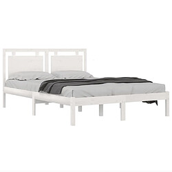 Avis Maison Chic Lit adulte - Lit simple Cadre de lit,Structure du lit Contemporain Blanc Bois massif 160x200 cm -MN20080