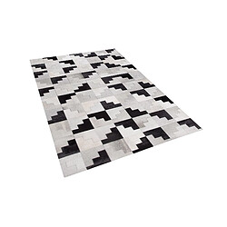 Beliani Tapis en cuir noir et gris 140 x 200 cm EFIRLI