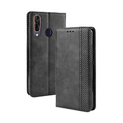 Wewoo Coque Etui à rabat magnétique avec boucle rétro pour Wiko View 3 Pro support et fentes cartes et cadre photo Noir