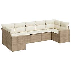 Maison Chic Salon de jardin avec coussins 7 pcs | Ensemble de Table et chaises | Mobilier d'Extérieur beige résine tressée -GKD94744