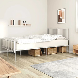 Maison Chic Lit adulte - Lit simple Cadre de lit métal avec tête de lit/pied de lit,Structure du lit Contemporain pour chambre blanc 160x200cm -MN28204