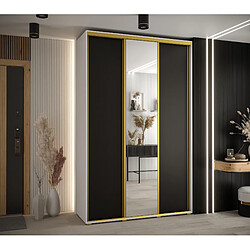 Abiks Meble Armoire à portes coulissantes Davos 3 235.2 x 160 x 60 3 portes coulissante (Blanc/Noir/Or)