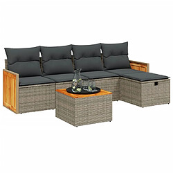 Maison Chic Ensemble Tables et chaises d'extérieur 6pcs avec coussins,Salon de jardin gris résine tressée -GKD454936