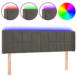 Maison Chic Tête de lit scandinave à LED,meuble de chambre Gris foncé 147x16x78/88 cm Velours -MN54269