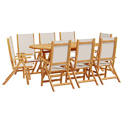 vidaXL Ensemble à manger de jardin 9pcs bois d'acacia solide textilène