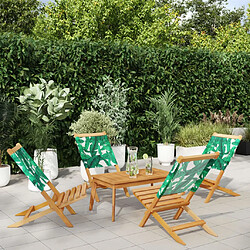 vidaXL Chaises de jardin pliantes lot de 4 vert tissu et bois massif