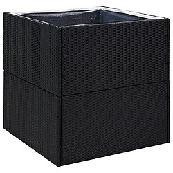 Maison Chic Jardinière,Bac à fleurs - pot de fleur Noir 80x80x80 cm Résine tressée -GKD31714