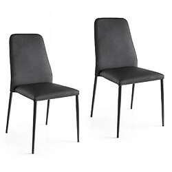 Inside 75 Lot de 2 Chaises CLUB structure métal assise rembourré aspect cuir noir