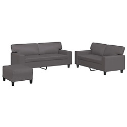 Maison Chic Ensemble de canapés 3 pcs, Canapé droit Sofa pour Salon gris similicuir -GKD585539