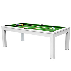 Rendez Vous Deco Table de Billard Eddie convertible blanche tapis vert