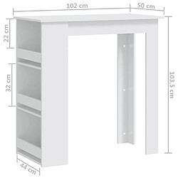 vidaXL Table de bar rangement Blanc 102x50x103,5 cm Bois d'ingénierie pas cher