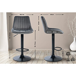 Non Lot de 2 tabourets de bar Toni velours noir