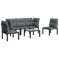 Avis Maison Chic Salon de jardin 6 pcs - Table et chaises d'extérieur - Mobilier/Meubles de jardin Moderne noir et gris résine tressée -MN45053