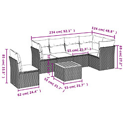 vidaXL Salon de jardin avec coussins 7 pcs gris résine tressée pas cher