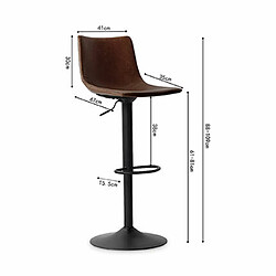 Mes Lot de 2 chaises de bar 41x47x109 cm en PU marron foncé pas cher