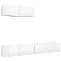 Maison Chic Meubles TV 3 pcs | Banc TV Moderne pour salon | Meuble de Rangement Blanc brillant Aggloméré -MN43131