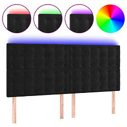 vidaXL Tête de lit à LED Noir 200x5x118/128 cm Velours