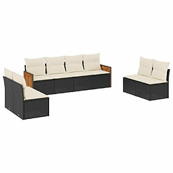 Maison Chic Salon de jardin 8 pcs avec coussins | Ensemble de Table et chaises | Mobilier d'Extérieur noir résine tressée -GKD68495