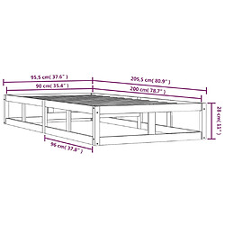 vidaXL Cadre de lit sans matelas 90x200 cm bois massif pas cher