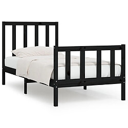 Maison Chic Lit Moderne Chambre - Cadre/structure de lit pour adulte Noir Bois massif 75x190 cm Petit simple -MN57496