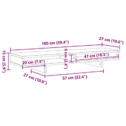 vidaXL Support de moniteur noir 100x27x15 cm bois d'ingénierie pas cher