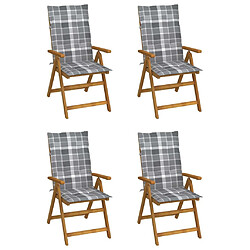 Maison Chic Lot de 4 Chaises inclinables de jardin avec coussins | chaises d'extérieur | Fauteuil Relax Bois d'acacia -GKD92740