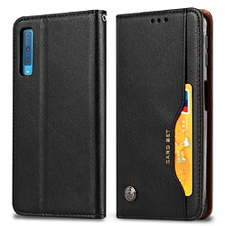 Wewoo Housse Coque Étui en cuir à rabat horizontal avec texture pour la peau Galaxy A50avec cadre photoporte-cartes et emplacements cartes noir