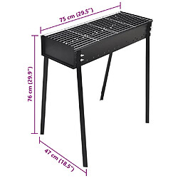 vidaXL Support de barbecue au charbon de bois Carré 75x28 cm pas cher