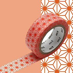 Masking tape étoiles Asanoha - Orange - 1,5 cm x 7 m