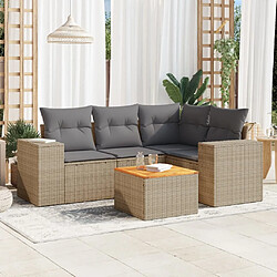 Maison Chic Salon de jardin avec coussins 5 pcs | Ensemble de Table et chaises | Mobilier d'Extérieur beige résine tressée -GKD10324