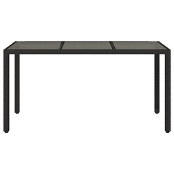 Avis vidaXL Table de jardin dessus en verre Noir 150x90x75cm Résine tressée