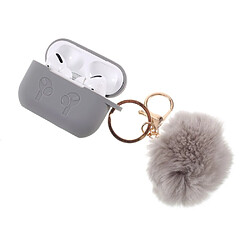 Coque en silicone avec boucle boule velue gris pour votre Apple AirPods Pro