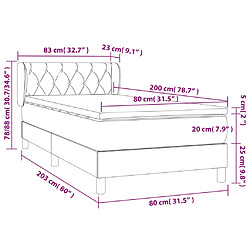 vidaXL Sommier à lattes de lit avec matelas Crème 80x200 cm Tissu pas cher