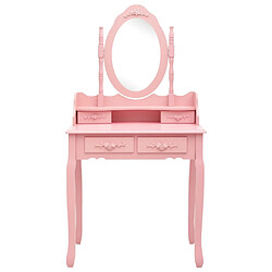 Helloshop26 Ensemble de coiffeuse avec tabouret 75 x 69 x 140 cm rose 02_0006271