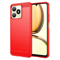 Htdmobiles Coque pour Realme C51 / C53 / Narzo N53 - housse etui silicone gel carbone + verre trempe - ROUGE