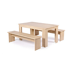 Avis Mes Ensemble table et 2 bancs 139x80x75 cm naturel