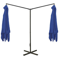 Avis vidaXL Parasol de jardin double avec mât en acier bleu azuré 600x300cm